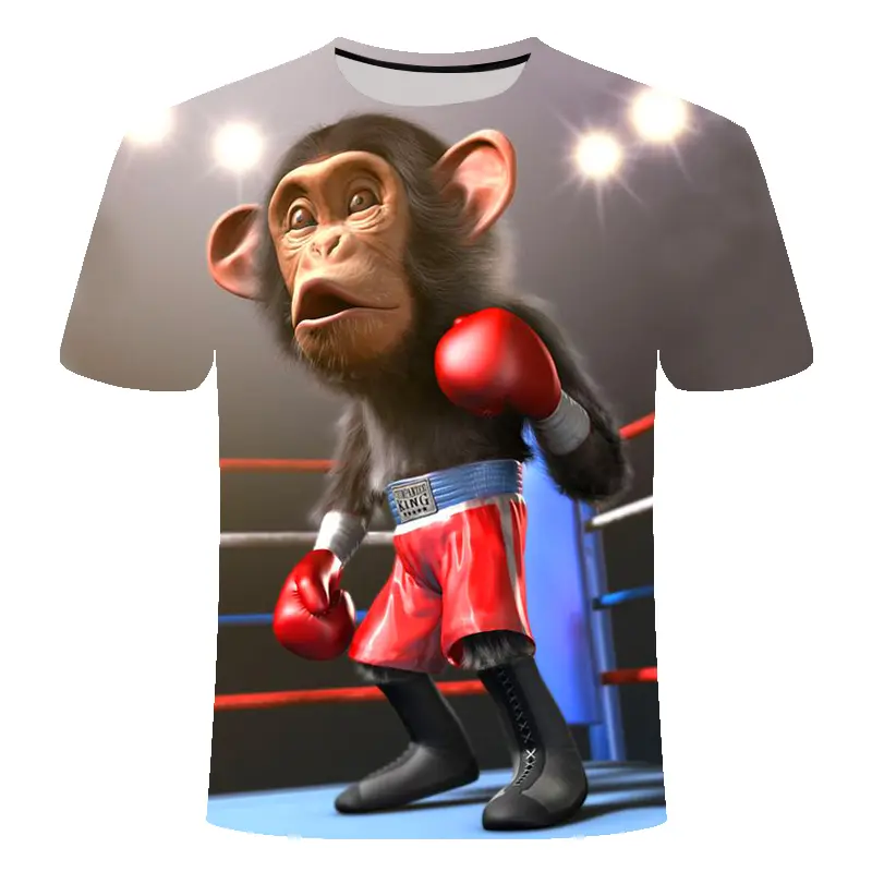 3D Printed T-shirt Animal Muscle Funny Round Neck Short Sleeve