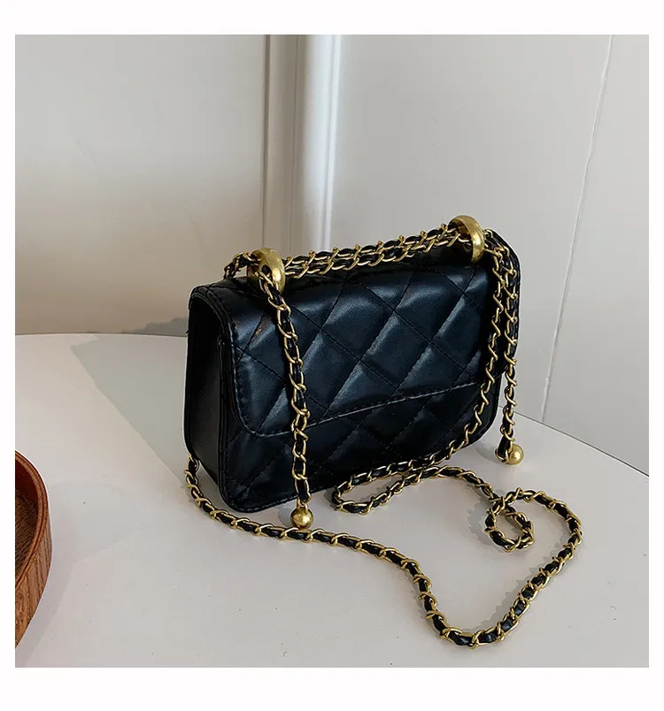 Chain Messenger Bag Mini Square Bag - Black