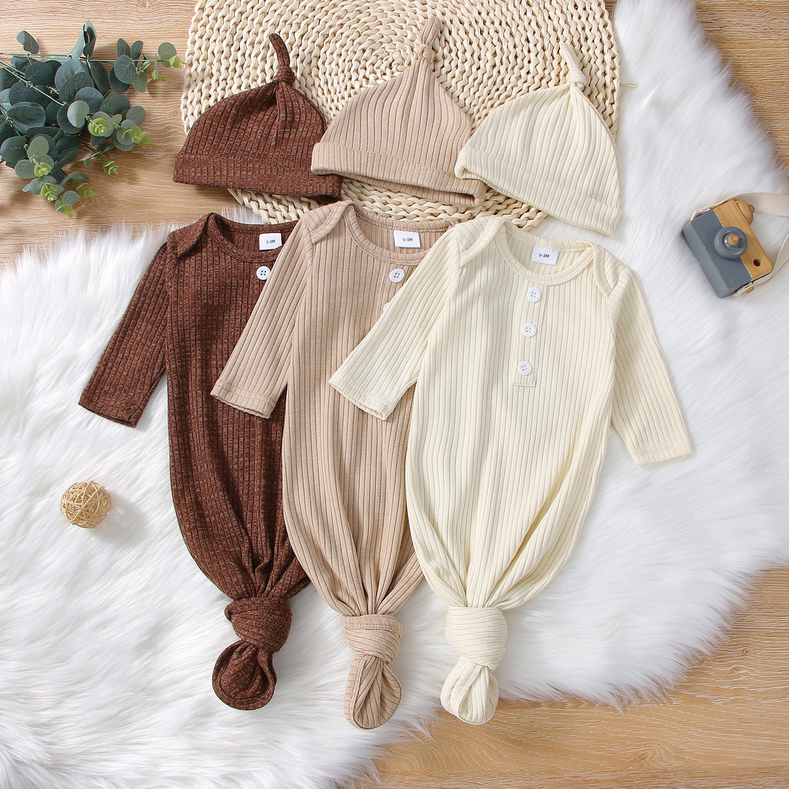 Children's Baby Huakeng Strip Fake  Chest Nightgown