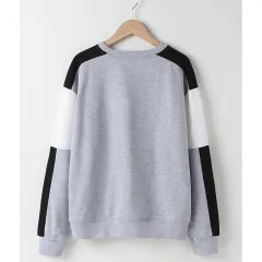 Women's Loose Long-sleeved Round Neck Sweater - Light Grey - View 1