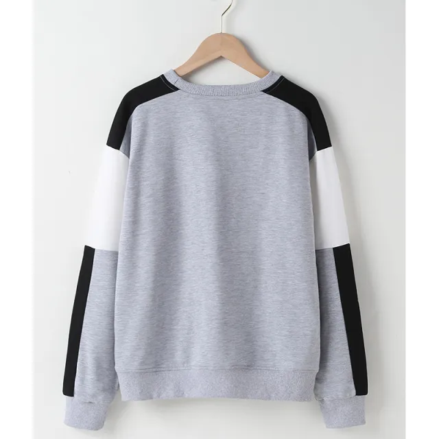 Women's Loose Long sleeved Round Neck Sweater Light Grey - Shop at LoveMi
