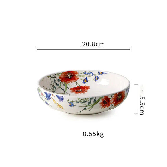 Creative Round Hand Painted Household Ceramic Plate 8 Inch Floral - Shop at LoveMi