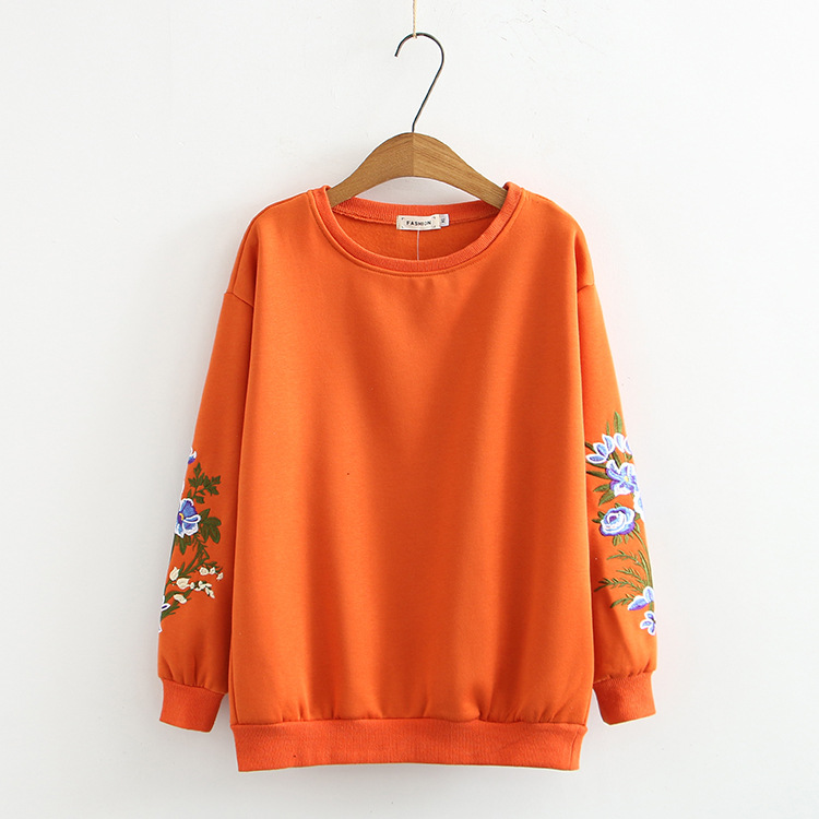 Women's Fat MM Plus Velvet Thickened Arm Embroidery