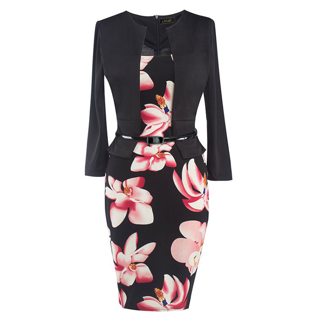 Women's Fake Two-piece Slim Printed Dress