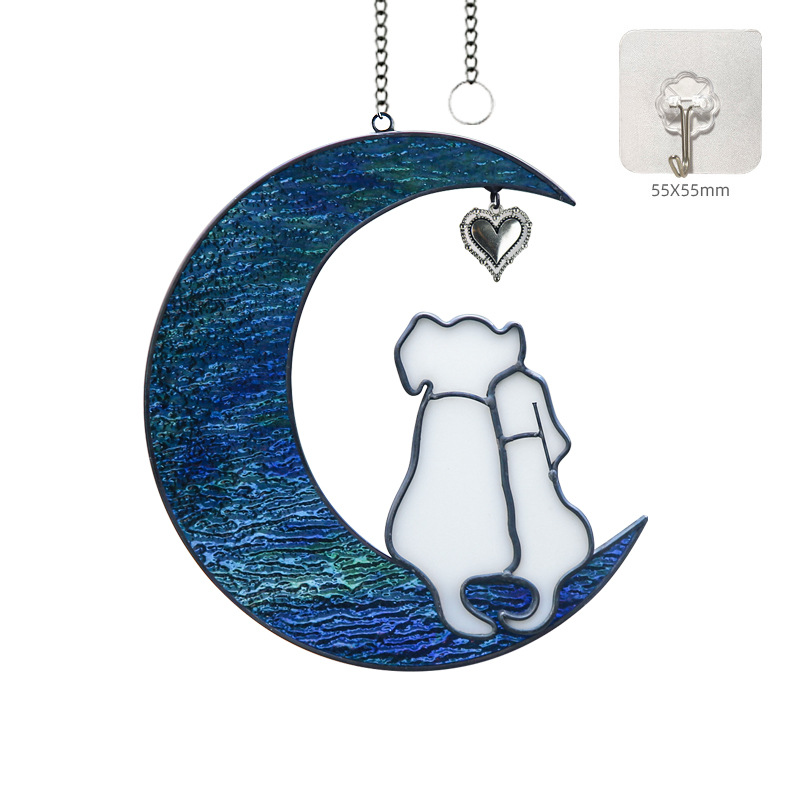 Title 8, Creative Moon Couple Dog Ornaments Colorful Wat...