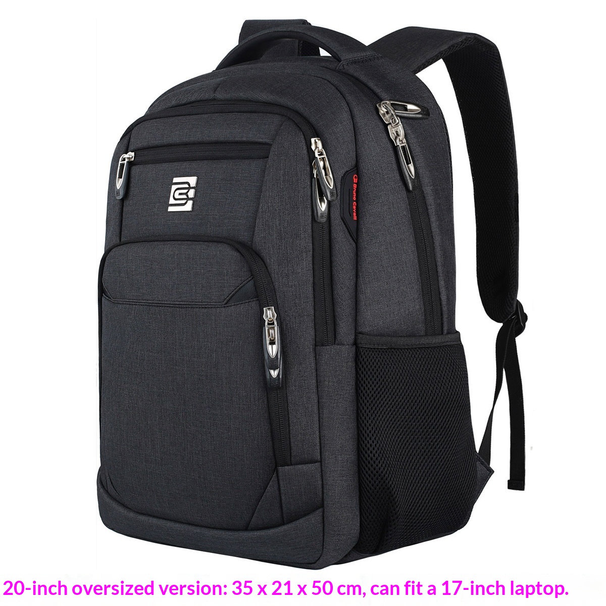 BC Men's Business Backpack Oxford Cloth Waterproof 16 Inch Large Capacity Multi Functional Computer Backpack Student Backpack Women's Black Large Edition