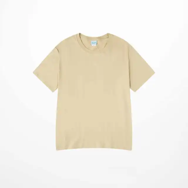 All match Pure Cotton Solid Color Loose Short Sleeves Camel - Shop at LoveMi