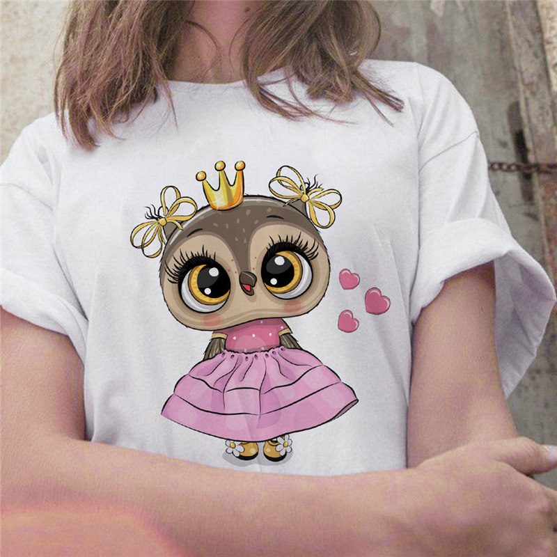 Title 6, Owl Cute Cartoon Print Short Sleeve