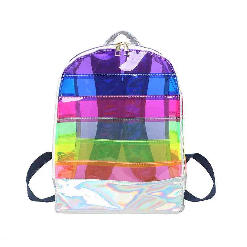 Sen Girls Fashion Rainbow Personalised Foreigner PVC Backpack - Rainbow