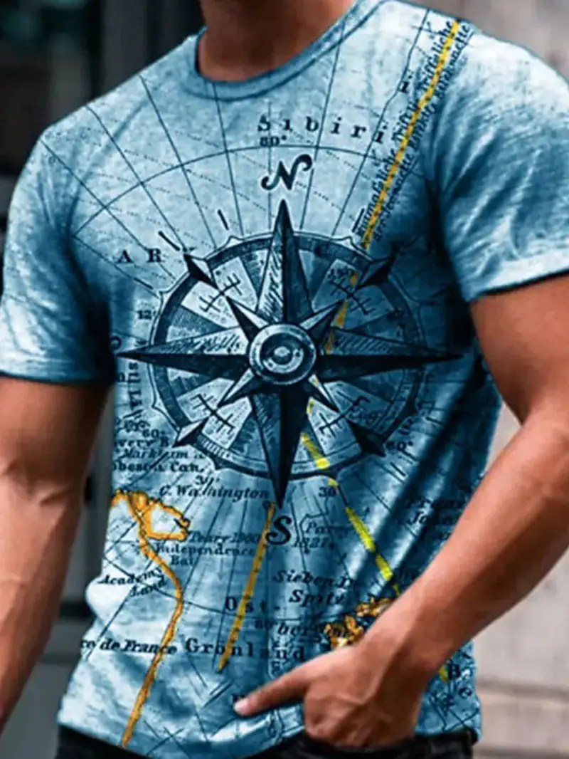 European And American Men's Loose 3D Printed T-shirt