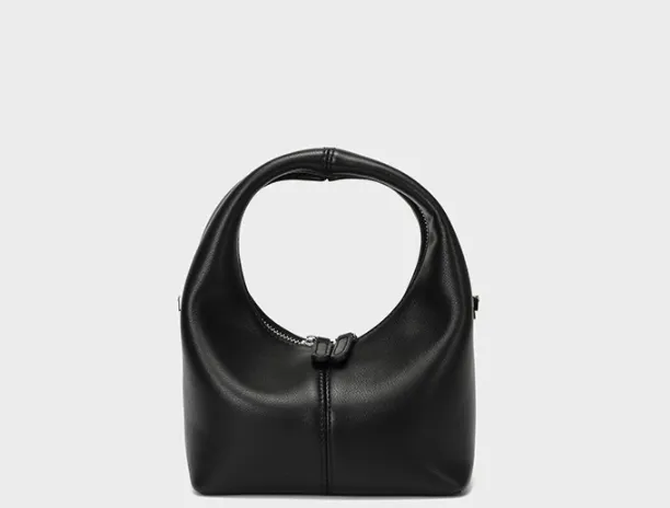 Hand Bag Female Leather Cowhide Soft Leather French Niche Design Mini Single Shoulder Messenger Bag Summer Small Bag Black - Shop at LoveMi