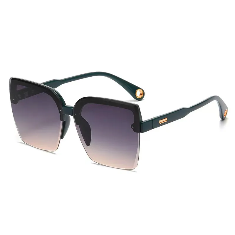 Europe And The United States Street Shot Ins Wind Big Square Sunglasses - Green