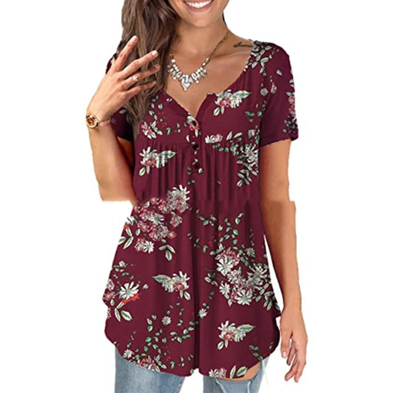 Title 9, Oversized Tunic Jacket Short Sleeve Casual Flor...