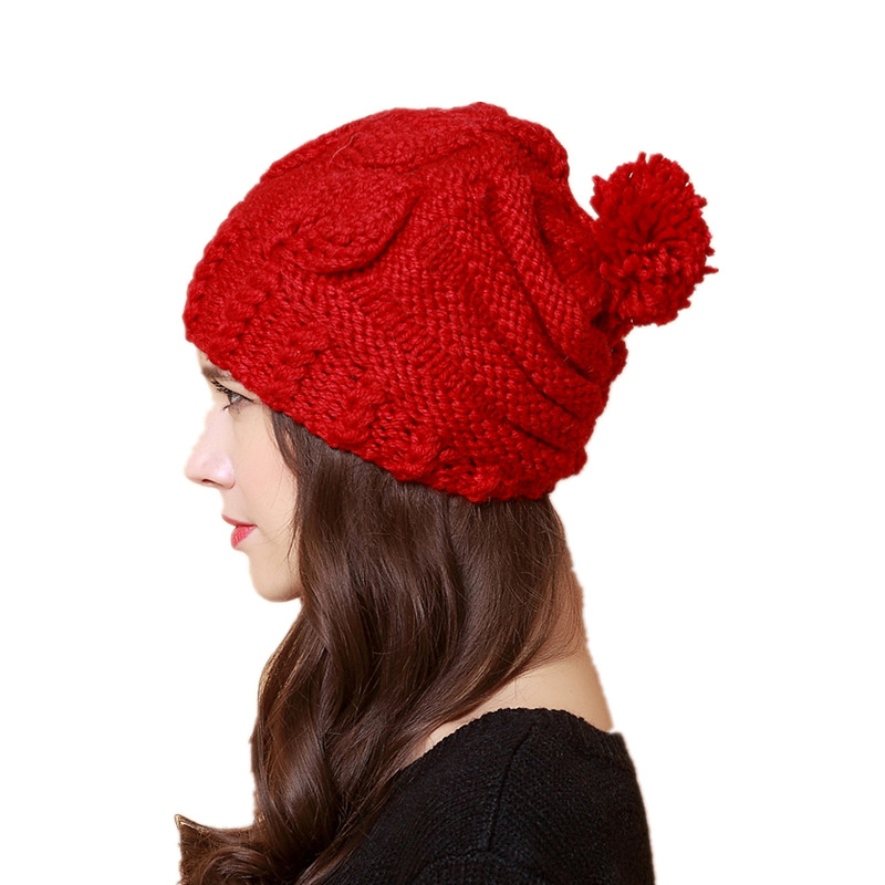 Women's Fashion Warm Solid Color Sweater Hat