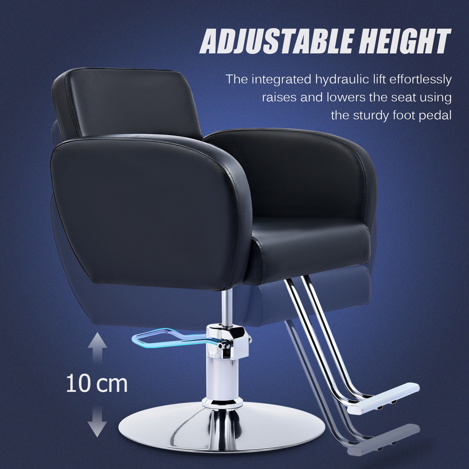 Black Barber Chair Adjustable Height Classic Hydraulic Swivel Salon Stool — image 2