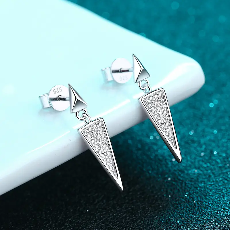 Triangle Stud Earrings Mossan Diamond Full Set