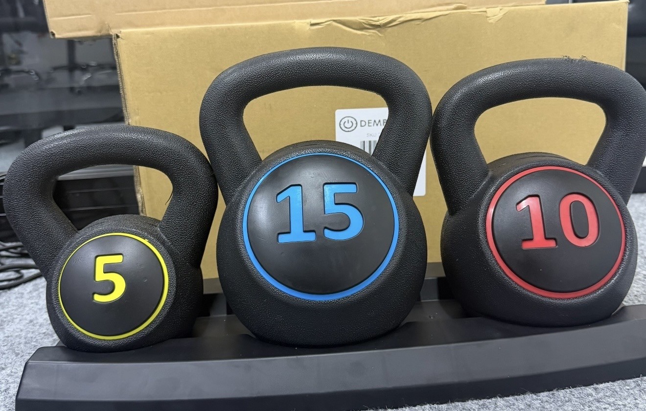 Kettlebell Set With Rack, 5lb -10lb -15lb 3-Piece Set,