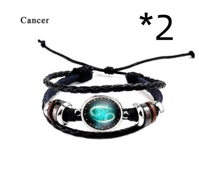 Twelve constellation glass piece couple bracelet Cancer 2Pcs - Shop at LoveMi