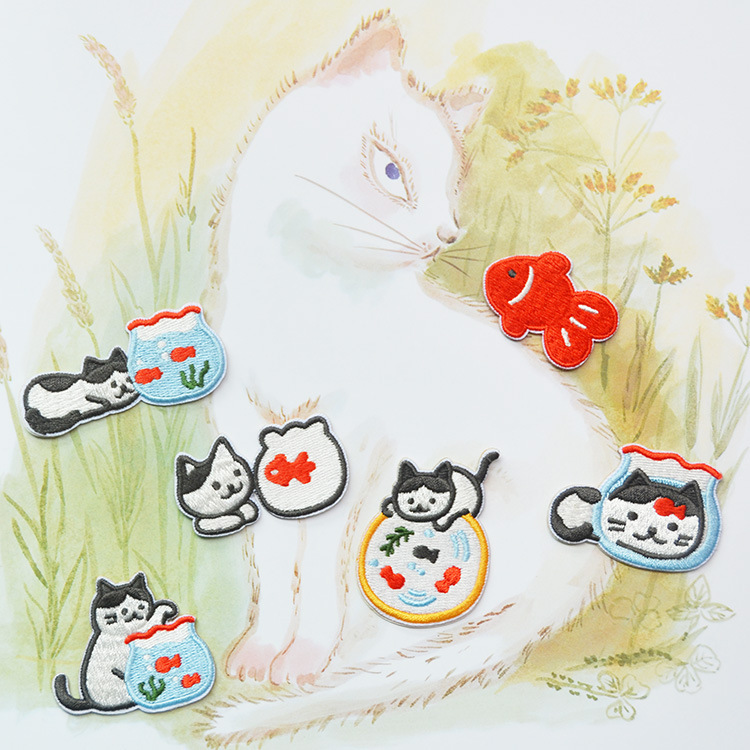Cat Goldfish Clothes Decorative Bag Diy Embroidery Patch — image 1
