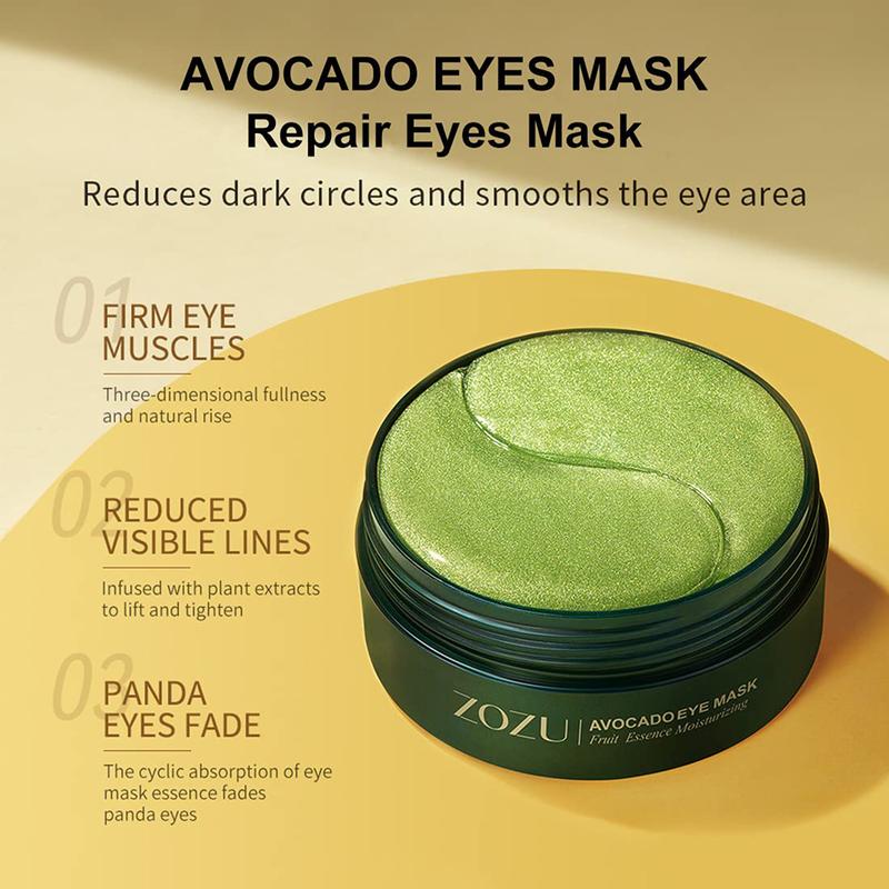 ZOZU Avocado Eye Mask, Hydrating & Moisturizing Eye Patches For Dark Circles And Puffiness, 60 Pairs