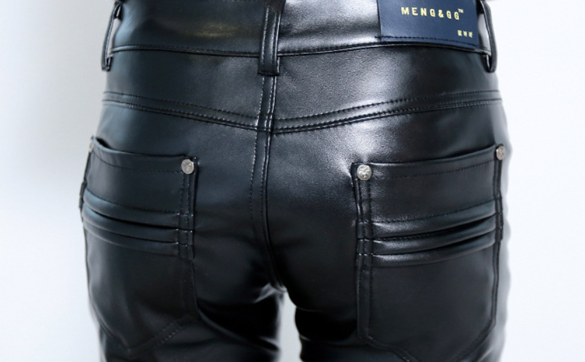 Title 3, Thickened Leather Pants For Men Slim Pants With...