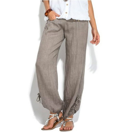 Title 7, Buttoned casual wide-leg trousers, designed for...