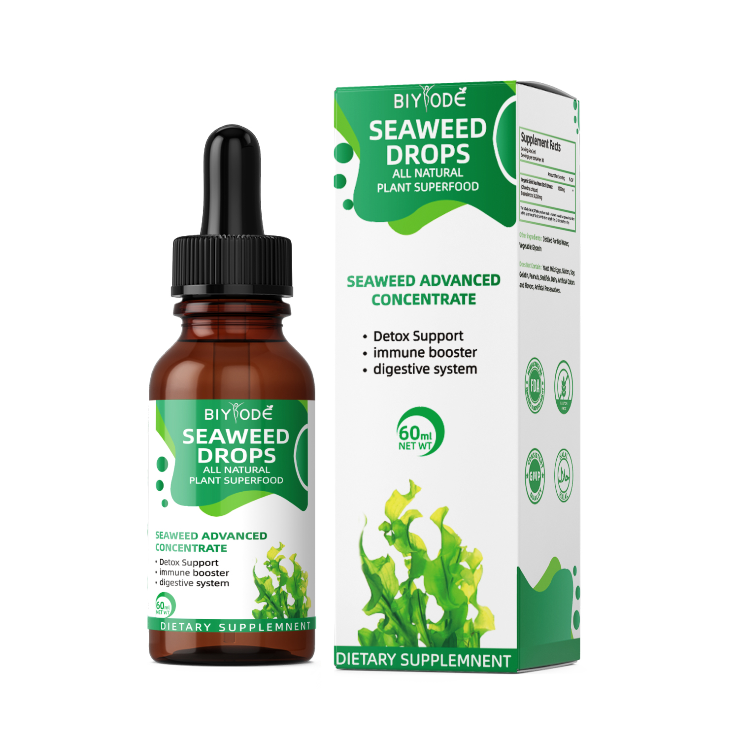 Custom Irish Sea Moss Herbal Supplement Organic Raw Material Weight Loss Digest Support Seamoss Liquid Drops Customized - Shop at LoveMi