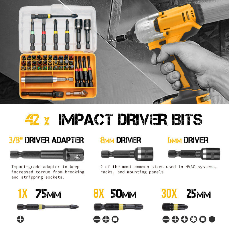 1 4 Impact Drill Screw Driver Nut Bit Magnetic Set Hex Shank 44X Hi Spec UK