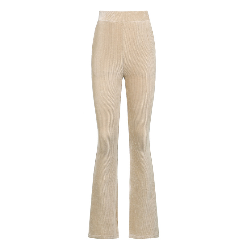 Title 7, Dames corduroy casual broek met hoge taille, za...