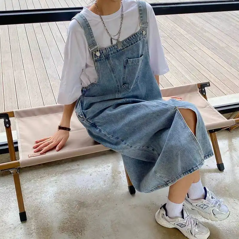 Women's New Plus Size Denim Suspender Skirt