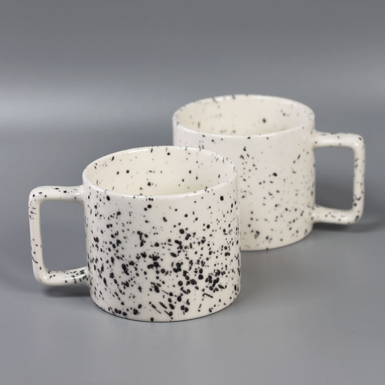 كوب سيراميك بتصميم نقط الحبر الكلاسيكي للمنزل