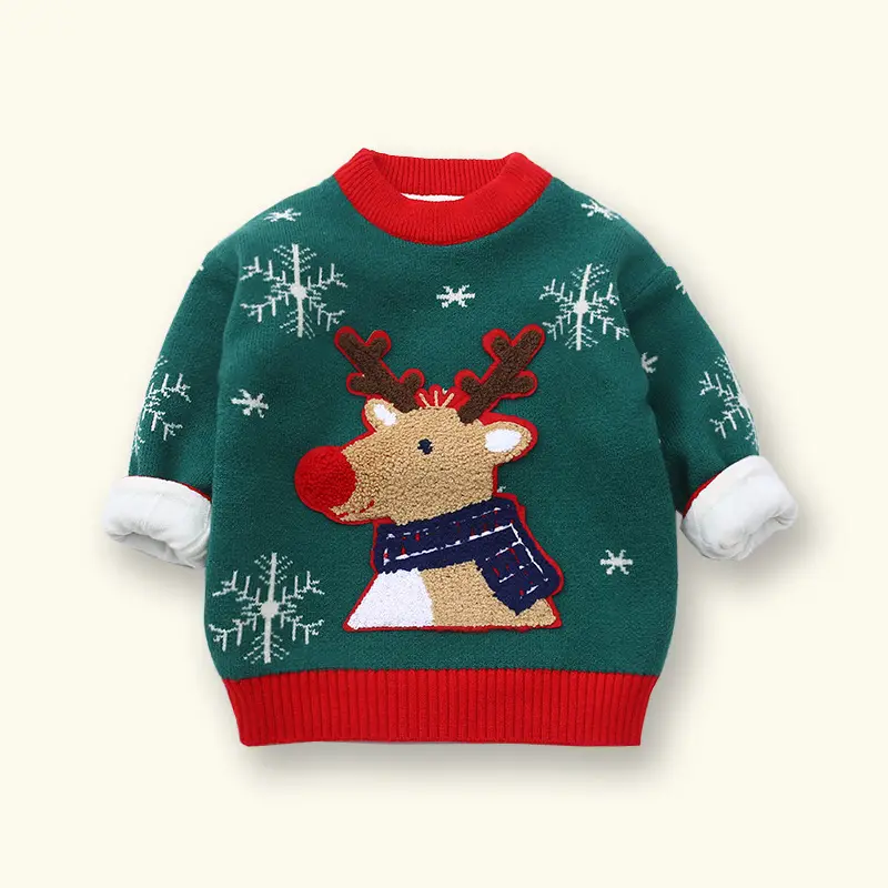 Children's Padded Thickened Sweater Reindeer Pullover