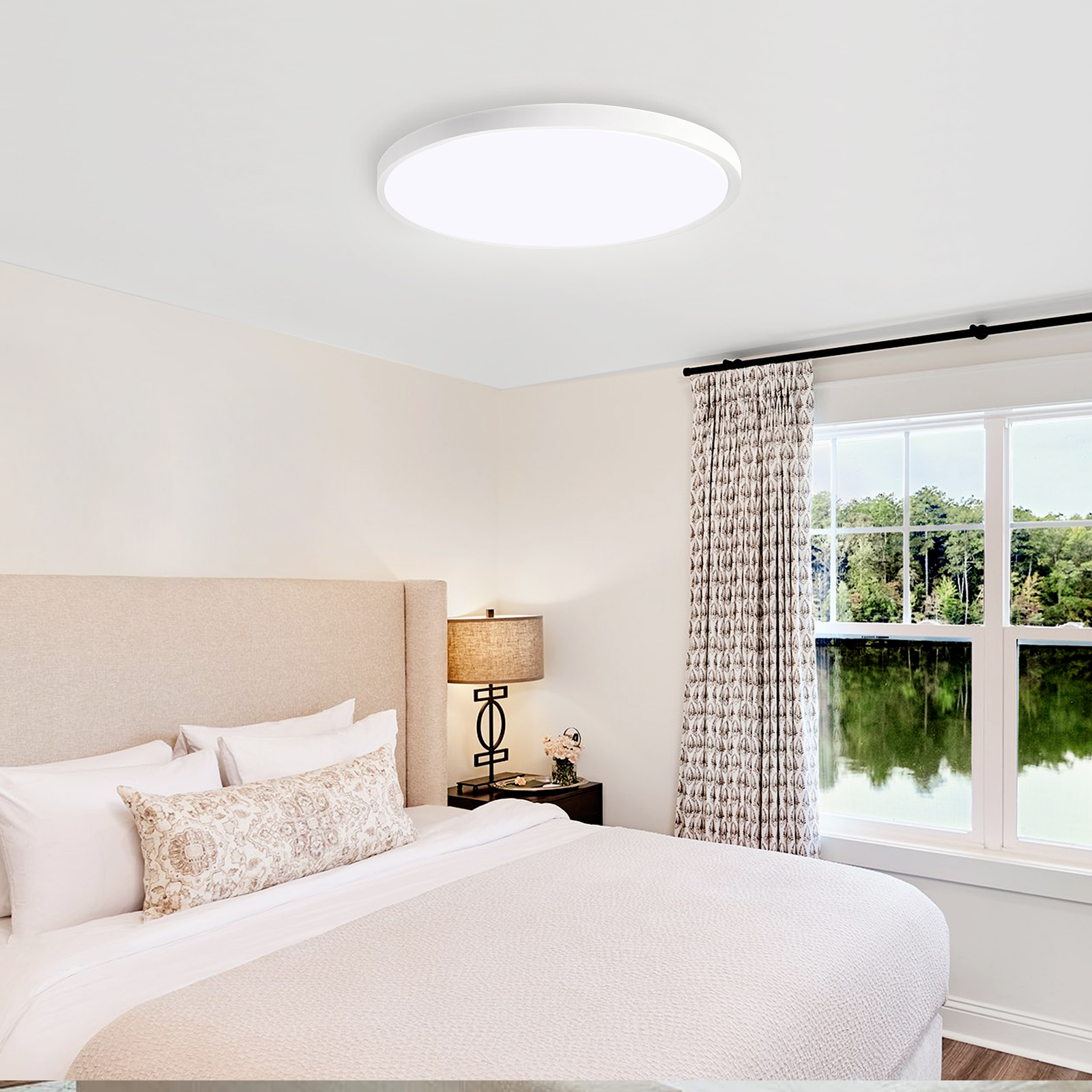 11.8 Inch White Ultra-thin Ceiling Light 6500K LED Flush Mount Ceiling Lamp For Bedroom, Bathroom, Hallway — foto 7
