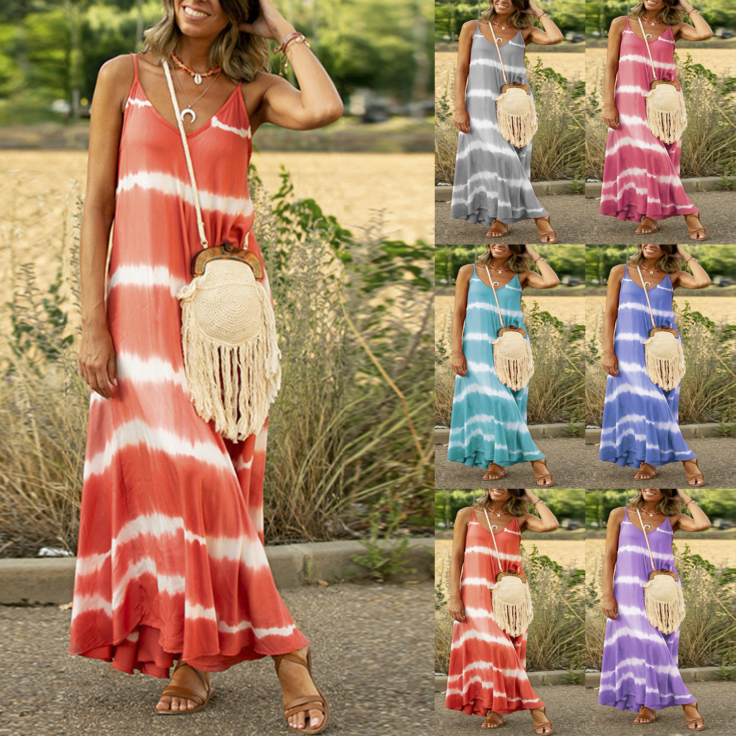 Women's Sling Loose Print Tank Top Dress