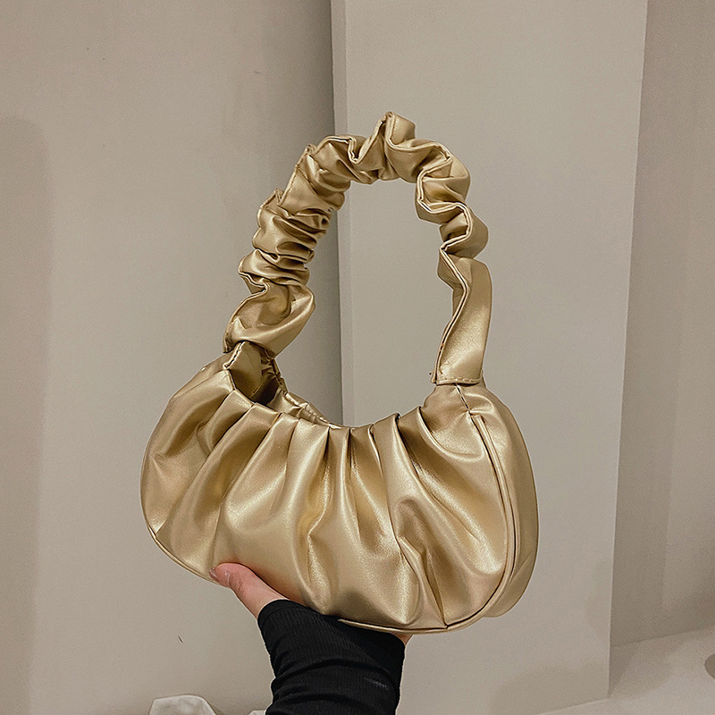 Title 7, Pure Color Cloud Pleated Simple Sweet Shoulder Bag