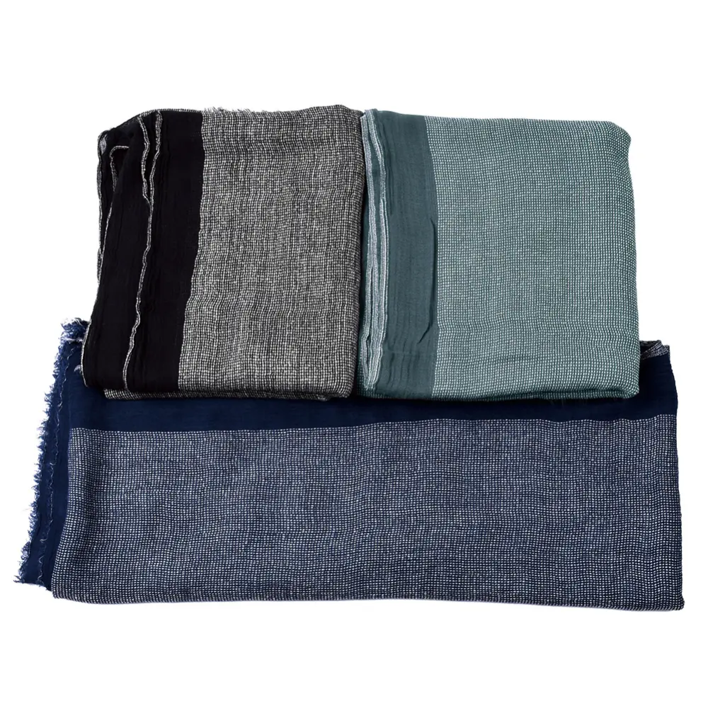 Autumn and Winter Cotton and Linen Yarn-dyed Scarf Men