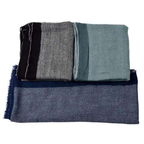 Autumn and Winter Cotton and Linen Yarn-dyed Scarf Men
