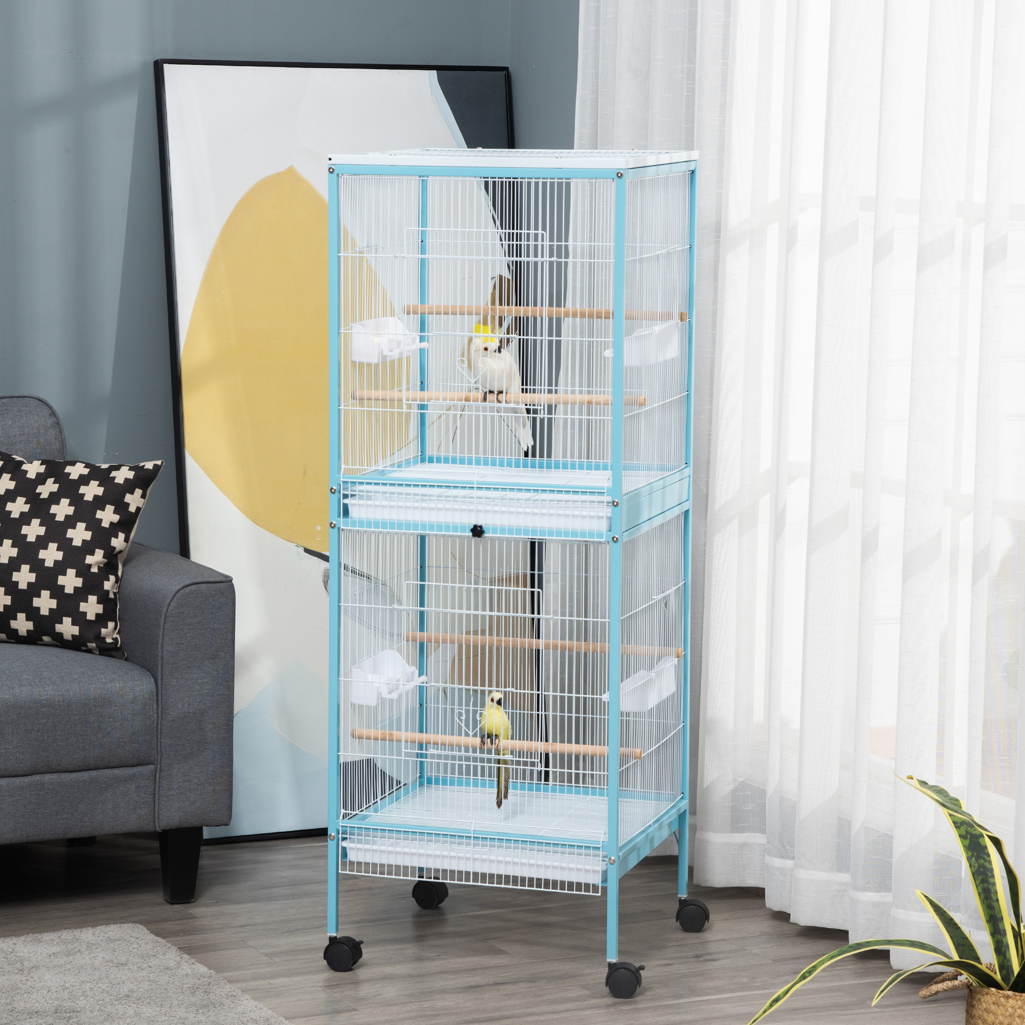 Arge Bird Cage With . Width For Wingspan Light Blue - Shop at LoveMi
