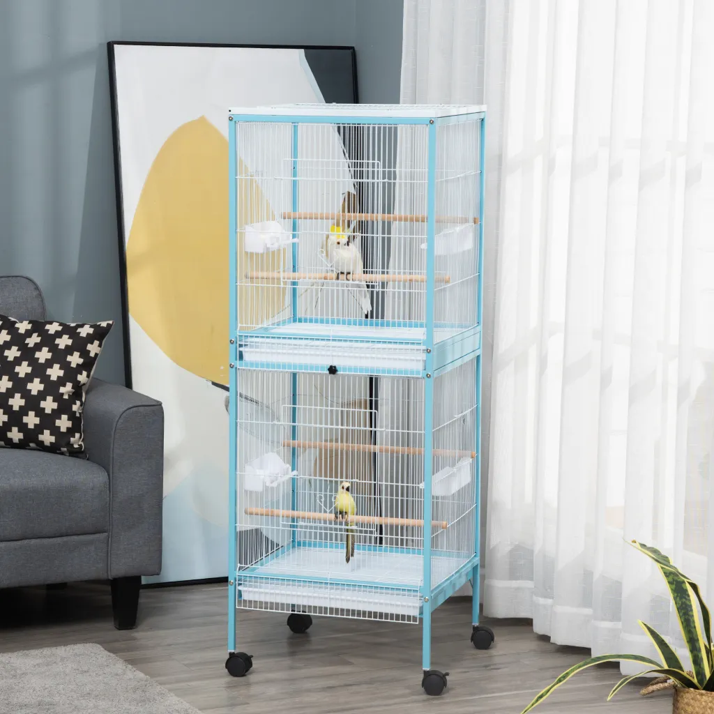 Arge Bird Cage With . Width For Wingspan - Light Blue