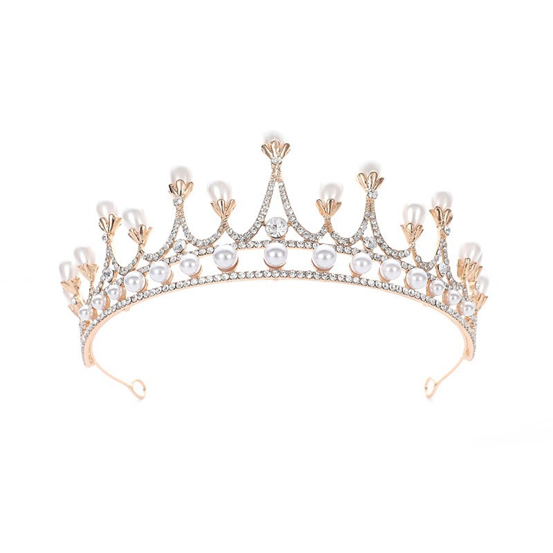 Crown Rhinestone Pearl Baroque Headwear White - Shop at LoveMi