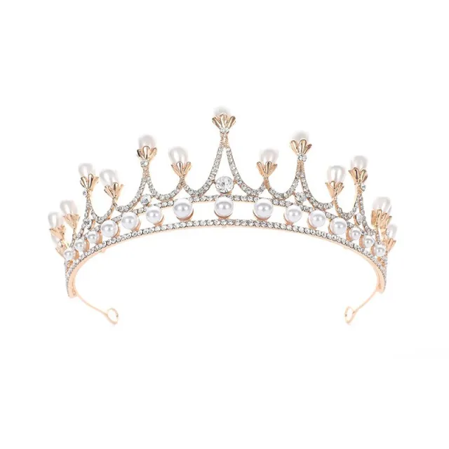 Crown Rhinestone Pearl Baroque Headwear White - Shop at LoveMi