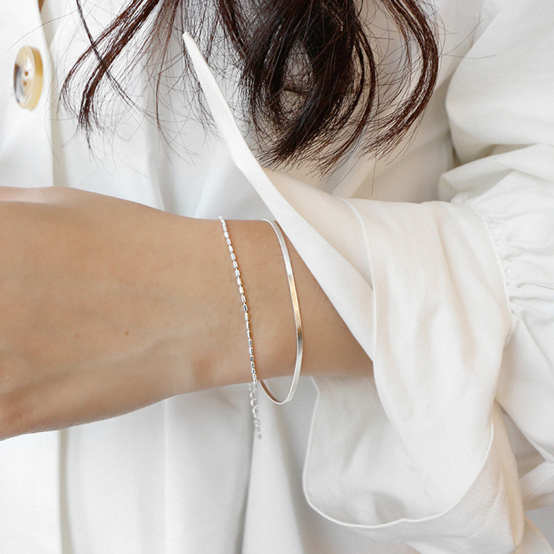 S925 Sterling Silver Personality Ladies Bracelet Double Layer
