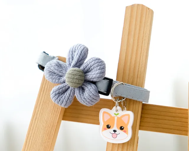 Cat Brand Custom Collar Dog Tag Blue Flowers - Shop at LoveMi
