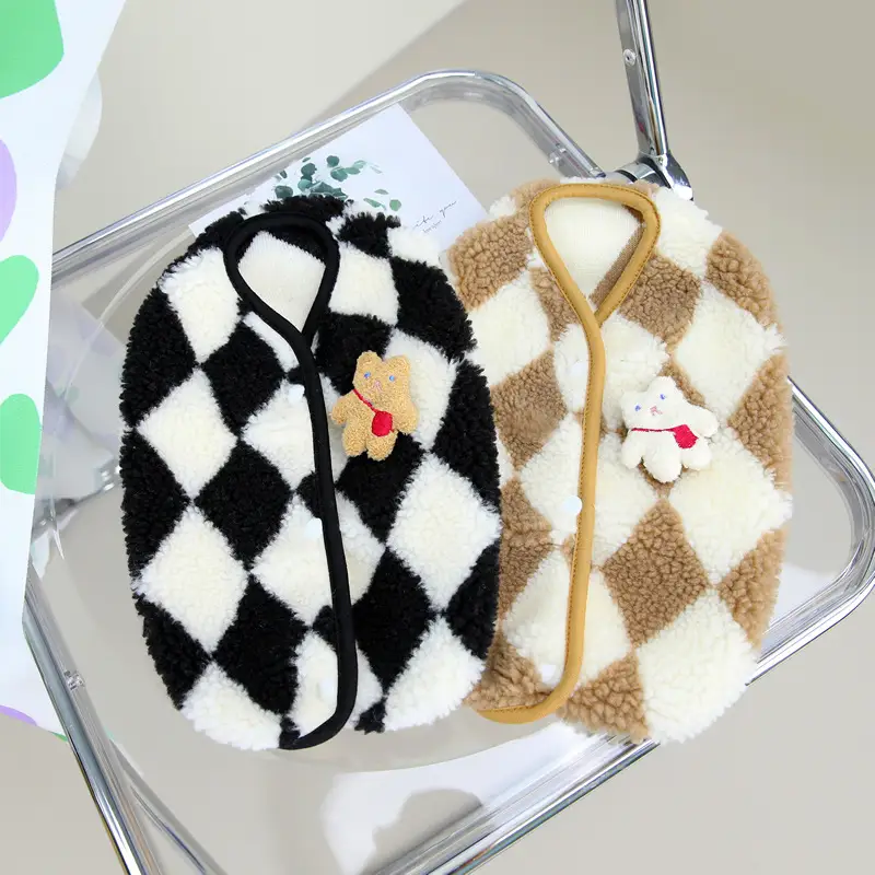 Pet Dog Diamond Plaid Warm Clothes