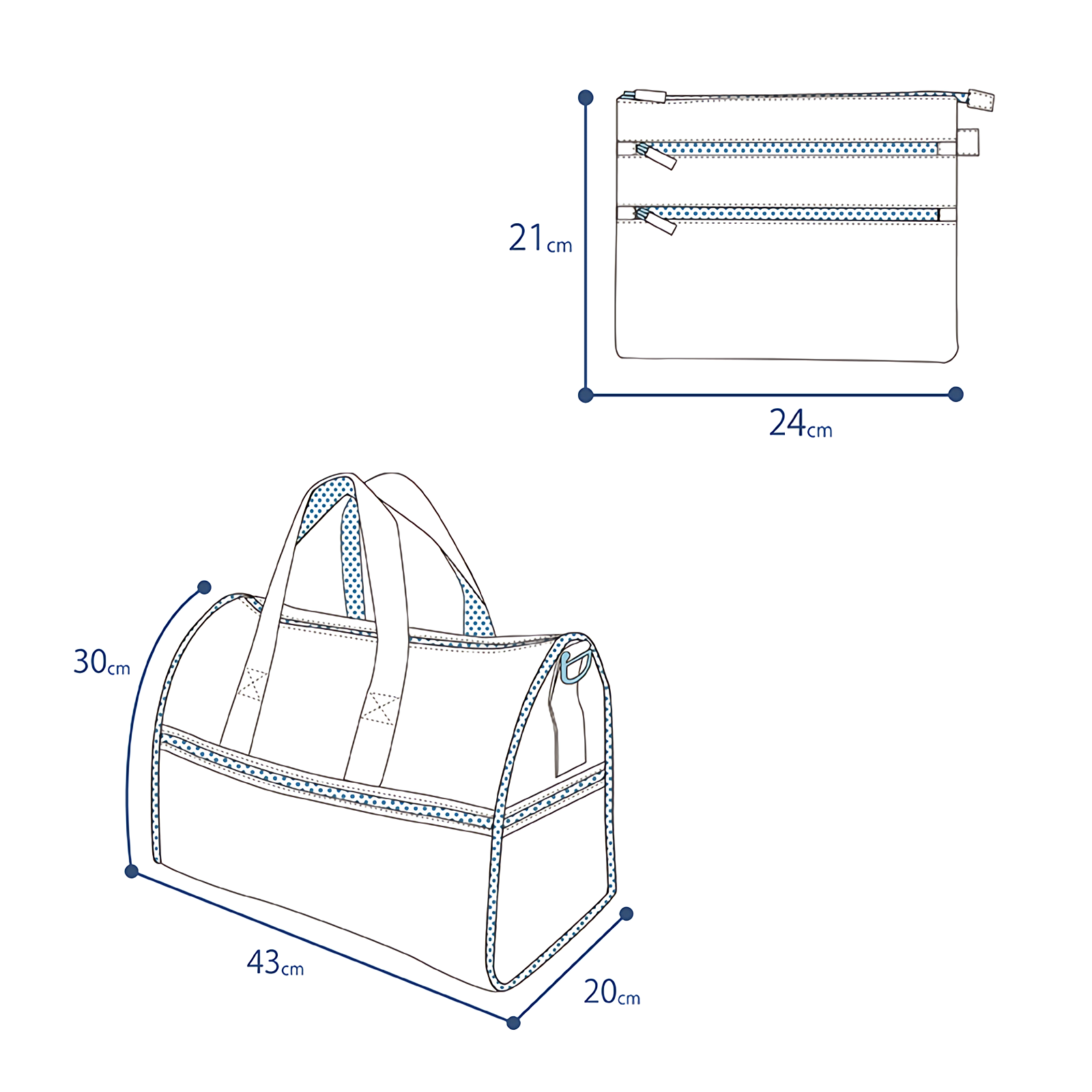 Folding Travel Bag Boston Storage Bag Luggage Carry-on Handbag Outdoor Business Blue Point- view 4