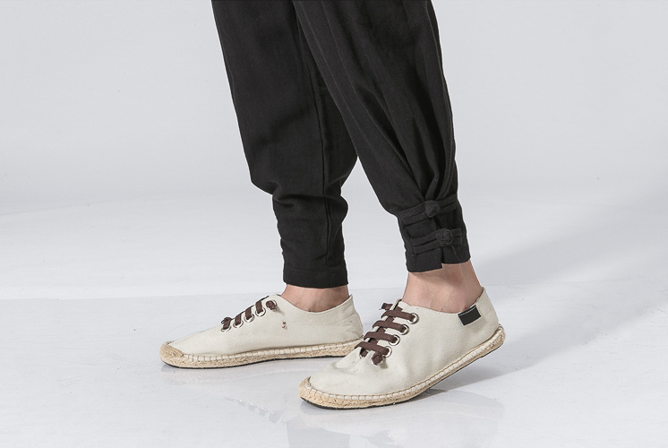 Title 3, Pantaloni Harem larghi in lino e cotone casual ...