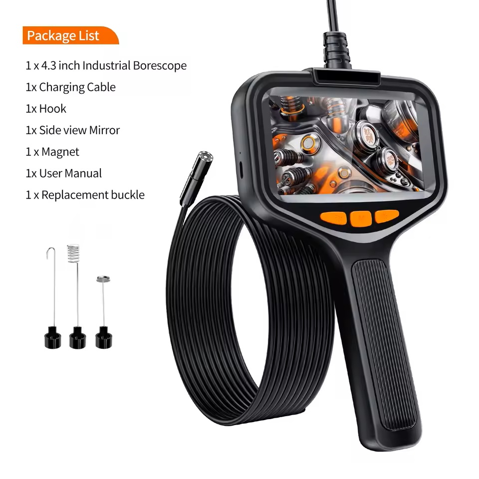 Borescope With Light, Industrial Endoscope Inspection Camera  With Light - 2,5,10m Snake Camera For Automotive, Aircraft, And Pipe Inspection - Portable Boroscope With Led Lighting For Clear 