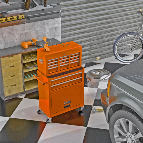 High Capacity Rolling Tool Chest With Wheels And Drawers, 8 Drawer Tool Storage Cabinet ORANGE thumbnail 1