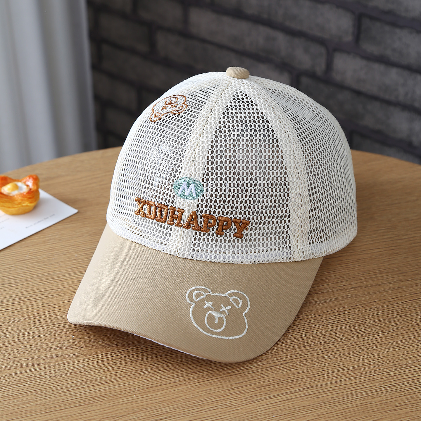 New Children's Hat - M Bear Letter Embroidered Mesh Lightweight Breathable Boys' And Girls' Baby Sun Protection Casual Baseball Cap