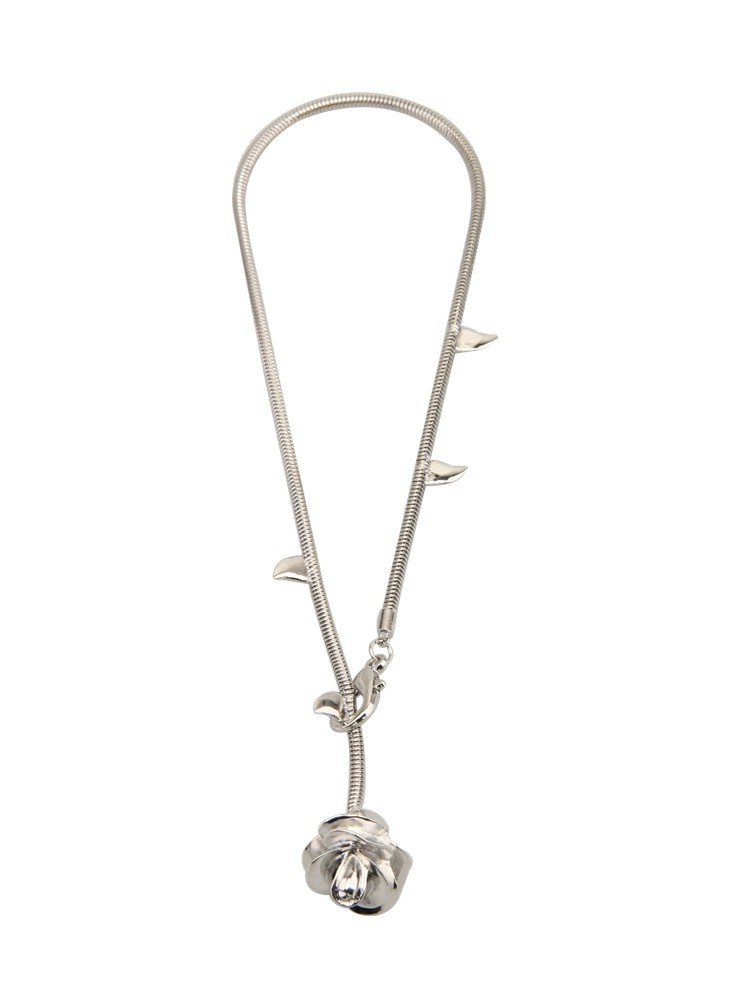 Women's Metal Thorn Rose Bud Necklace